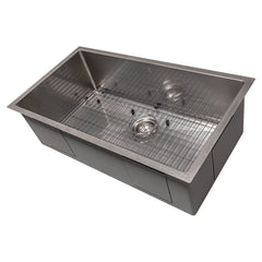 ZLINE 33 in. Meribel Undermount Single Bowl Stainless Steel Kitchen Sink with Bottom Grid, SRS-33 - The Home Selection