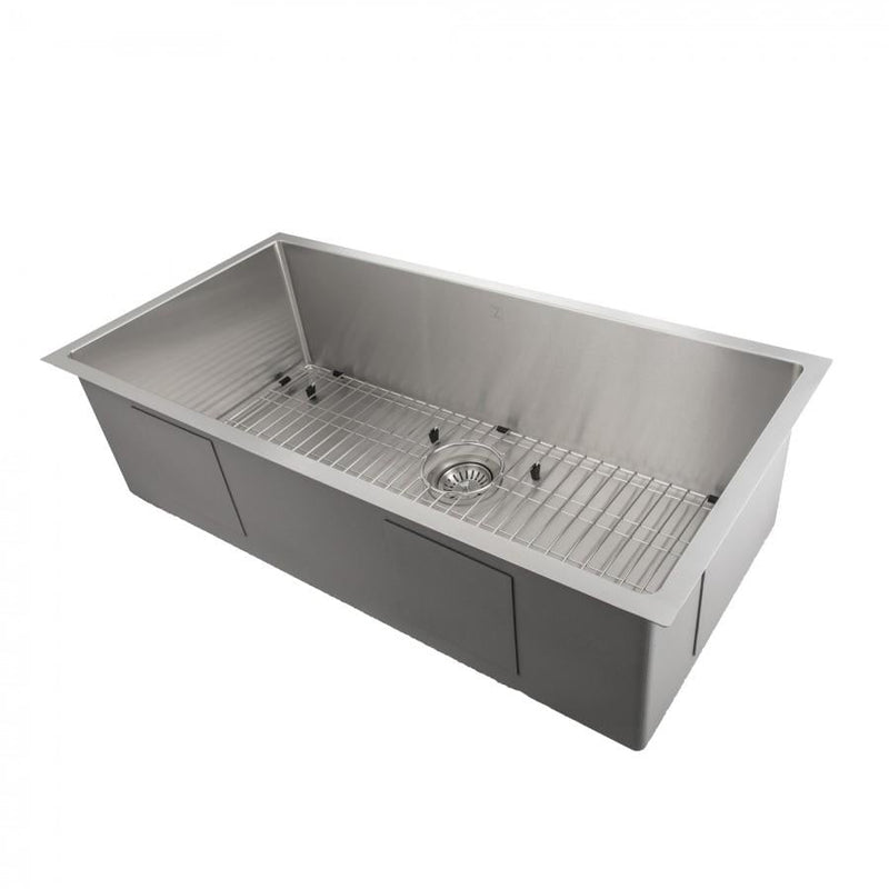 ZLINE 33 in. Meribel Undermount Single Bowl Stainless Steel Kitchen Sink with Bottom Grid, SRS-33 - The Home Selection