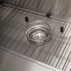 ZLINE 33 in. Moritz Farmhouse Apron Mount Single Bowl Stainless Steel Kitchen Sink with Bottom Grid and Accessories, SLSAP-33 - The Home Selection