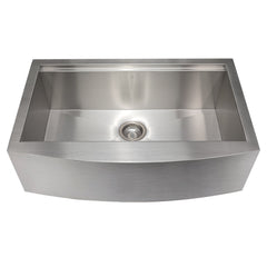 ZLINE 33 in. Moritz Farmhouse Apron Mount Single Bowl Stainless Steel Kitchen Sink with Bottom Grid and Accessories, SLSAP-33 - The Home Selection