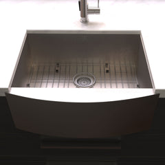 ZLINE 33 in. Vail Farmhouse Apron Mount Single Bowl Stainless Steel Kitchen Sink with Bottom Grid, SAS-33 - The Home Selection