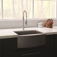 ZLINE 33 in. Vail Farmhouse Apron Mount Single Bowl Stainless Steel Kitchen Sink with Bottom Grid, SAS-33 - The Home Selection