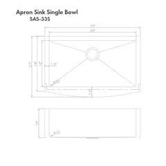 ZLINE 33 in. Vail Farmhouse Apron Mount Single Bowl Stainless Steel Kitchen Sink with Bottom Grid, SAS-33 - The Home Selection