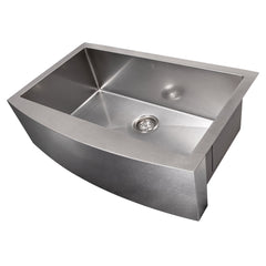 ZLINE 33 in. Vail Farmhouse Apron Mount Single Bowl Stainless Steel Kitchen Sink with Bottom Grid, SAS-33 - The Home Selection