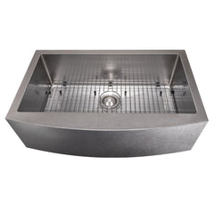 ZLINE 33 in. Vail Farmhouse Apron Mount Single Bowl Stainless Steel Kitchen Sink with Bottom Grid, SAS-33 - The Home Selection