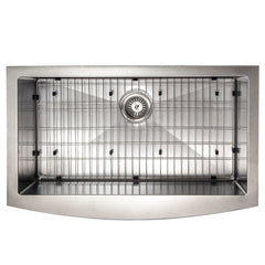 ZLINE 33 in. Vail Farmhouse Apron Mount Single Bowl Stainless Steel Kitchen Sink with Bottom Grid, SAS-33 - The Home Selection