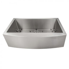 ZLINE 33 in. Vail Farmhouse Apron Mount Single Bowl Stainless Steel Kitchen Sink with Bottom Grid, SAS-33 - The Home Selection