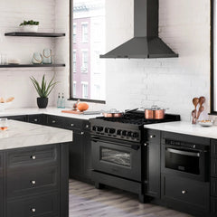 ZLINE 36" 4.6 cu. ft. Dual Fuel Range with Gas Stove and Electric Oven in Black Stainless Steel with Brass Burners (RAB-BR-36) - The Home Selection