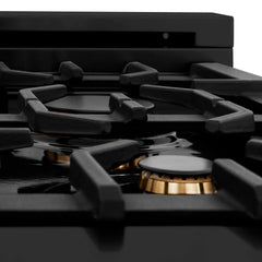 ZLINE 36" 4.6 cu. ft. Dual Fuel Range with Gas Stove and Electric Oven in Black Stainless Steel with Brass Burners (RAB-BR-36) - The Home Selection