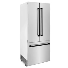 ZLINE 36" Autograph Edition 19.6 cu. ft. Built-in 2-Door Bottom Freezer Refrigerator with Internal Water and Ice Dispenser in Stainless Steel with Matte Black Accents (RBIVZ-304-36-MB) - The Home Selection