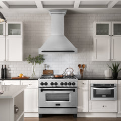ZLINE 36" Autograph Edition DuraSnow® Stainless Steel Range Hood with DuraSnow® Stainless Steel Shell and Handle - 8654SNZ-36 - The Home Selection