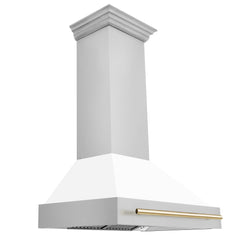 ZLINE 36" Autograph Edition Stainless Steel Range Hood with White Matte Shell and Accents - 8654STZ-WM36 - The Home Selection