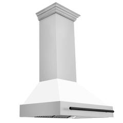 ZLINE 36" Autograph Edition Stainless Steel Range Hood with White Matte Shell and Accents - 8654STZ-WM36 - The Home Selection
