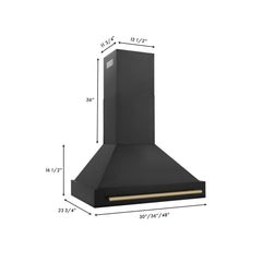 ZLINE 36" Black Stainless Steel Range Hood with Accent Handle - BS655Z-36 - The Home Selection