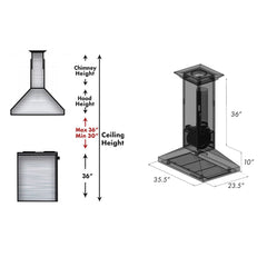 ZLINE 36" Designer Series Oil-Rubbed Bronze Island Mount Range Hood - 8KL3iB-36 - The Home Selection