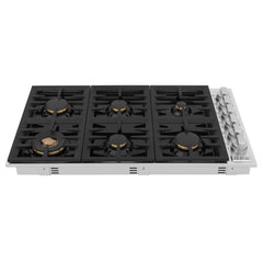 ZLINE 36" Dropin Gas Stovetop with 6 Gas Burners and Black Porcelain Top - RC36-PBT - The Home Selection