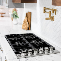 ZLINE 36" Dropin Gas Stovetop with 6 Gas Burners and Black Porcelain Top - RC36-PBT - The Home Selection