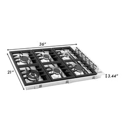 ZLINE 36" Dropin Gas Stovetop with 6 Gas Burners - RC36 - The Home Selection
