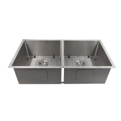 ZLINE 36 in. Anton Undermount Double Bowl Stainless Steel Kitchen Sink with Bottom Grid, SR50D-36 - The Home Selection