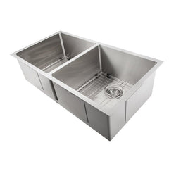 ZLINE 36 in. Anton Undermount Double Bowl Stainless Steel Kitchen Sink with Bottom Grid, SR50D-36 - The Home Selection