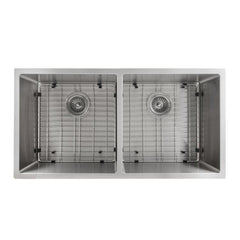ZLINE 36 in. Anton Undermount Double Bowl Stainless Steel Kitchen Sink with Bottom Grid, SR50D-36 - The Home Selection