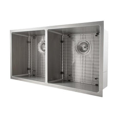 ZLINE 36 in. Anton Undermount Double Bowl Stainless Steel Kitchen Sink with Bottom Grid, SR50D-36 - The Home Selection