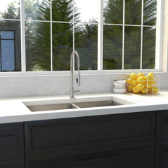 ZLINE 36 in. Anton Undermount Double Bowl Stainless Steel Kitchen Sink with Bottom Grid, SR50D-36 - The Home Selection