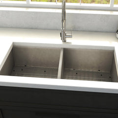ZLINE 36 in. Anton Undermount Double Bowl Stainless Steel Kitchen Sink with Bottom Grid, SR50D-36 - The Home Selection