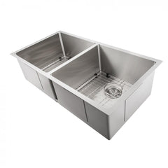 ZLINE 36 in. Anton Undermount Double Bowl Stainless Steel Kitchen Sink with Bottom Grid, SR50D-36 - The Home Selection