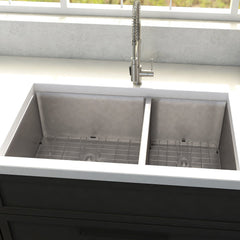 ZLINE 36 in. Chamonix Undermount Double Bowl Stainless Steel Kitchen Sink with Bottom Grid, SR60D-36 - The Home Selection