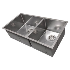 ZLINE 36 in. Chamonix Undermount Double Bowl Stainless Steel Kitchen Sink with Bottom Grid, SR60D-36 - The Home Selection