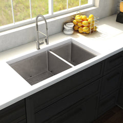 ZLINE 36 in. Chamonix Undermount Double Bowl Stainless Steel Kitchen Sink with Bottom Grid, SR60D-36 - The Home Selection
