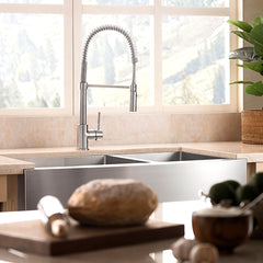ZLINE 36 in. Courchevel Farmhouse Apron Mount Double Bowl Stainless Steel Kitchen Sink with Bottom Grid, SA60D-36 - The Home Selection