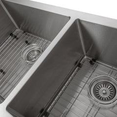 ZLINE 36 in. Courchevel Farmhouse Apron Mount Double Bowl Stainless Steel Kitchen Sink with Bottom Grid, SA60D-36 - The Home Selection