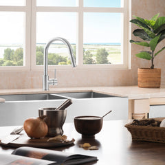 ZLINE 36 in. Courchevel Farmhouse Apron Mount Double Bowl Stainless Steel Kitchen Sink with Bottom Grid, SA60D-36 - The Home Selection
