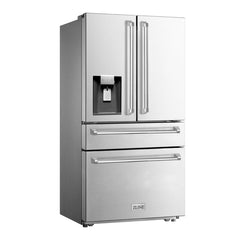ZLINE 36 In. French Door Refrigerator with Water Dispenser, Ice Maker in Fingerprint Resistant Stainless Steel, RFM-W-36 - The Home Selection