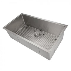 ZLINE 36 in. Meribel Undermount Single Bowl Stainless Steel Kitchen Sink with Bottom Grid, SRS-36 - The Home Selection
