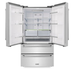 ZLINE 36 inch 22.5 cu. ft Built-in French Door Refrigerator with Ice Maker in Fingerprint Resistant Stainless Steel, RFM-36 - The Home Selection