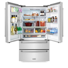 ZLINE 36 inch 22.5 cu. ft Built-in French Door Refrigerator with Ice Maker in Fingerprint Resistant Stainless Steel, RFM-36 - The Home Selection