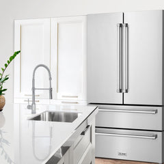 ZLINE 36 inch 22.5 cu. ft Built-in French Door Refrigerator with Ice Maker in Fingerprint Resistant Stainless Steel, RFM-36 - The Home Selection
