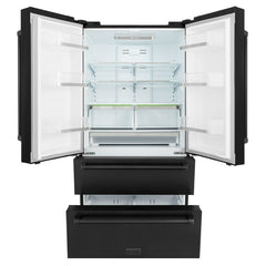 ZLINE 36 inch 22.5 cu. ft Built-in French Door Refrigerator with Ice Maker in Fingerprint Resistant Stainless Steel, RFM-36 - The Home Selection
