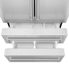 ZLINE 36 inch 22.5 cu. ft Built-in French Door Refrigerator with Ice Maker in Fingerprint Resistant Stainless Steel, RFM-36 - The Home Selection