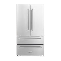 ZLINE 36 inch 22.5 cu. ft Built-in French Door Refrigerator with Ice Maker in Fingerprint Resistant Stainless Steel, RFM-36 - The Home Selection