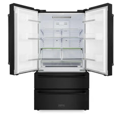 ZLINE 36-Inch 22.5 cu. ft Freestanding French Door Refrigerator with Ice Maker and Water Filter in Fingerprint Resistant Black Stainless Steel - RFM-36-WF-BS - The Home Selection
