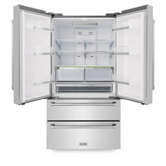 ZLINE 36-Inch 22.5 cu. ft Freestanding French Door Refrigerator with Ice Maker and Water Filter in Fingerprint Resistant Stainless Steel - RFM-WF-36 - The Home Selection