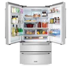 ZLINE 36-Inch 22.5 cu. ft Freestanding French Door Refrigerator with Ice Maker and Water Filter in Fingerprint Resistant Stainless Steel - RFM-WF-36 - The Home Selection