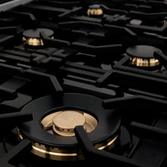 ZLINE 36-Inch 4.6 cu. ft. Electric Oven and Gas Cooktop Dual Fuel Range with Griddle and Brass Burners in Fingerprint Resistant Stainless - RAS-SN-BR-GR-36 - The Home Selection