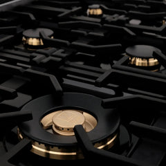 ZLINE 36-Inch 4.6 cu. ft. Electric Oven and Gas Cooktop Dual Fuel Range with Griddle and Brass Burners in Stainless Steel - RA-BR-GR-36 - The Home Selection