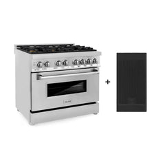 ZLINE 36-Inch 4.6 cu. ft. Electric Oven and Gas Cooktop Dual Fuel Range with Griddle and Brass Burners in Stainless Steel - RA-BR-GR-36 - The Home Selection