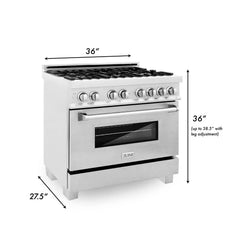 ZLINE 36-Inch 4.6 cu. ft. Electric Oven and Gas Cooktop Dual Fuel Range with Griddle in Fingerprint Resistant Stainless - RAS-SN-GR-36 - The Home Selection